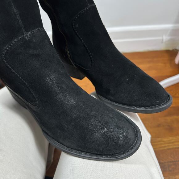 Born Black Suede Over the Knee Riding Boots Women’s 8M Tie Back Zip Tall Comfort - Picture 10 of 14